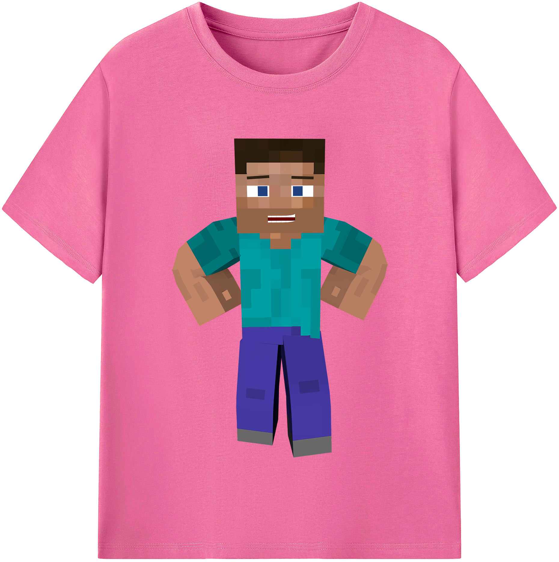 （画像用） マインクラフト ブロックの世界 Minecraft MC Block world レディースカジュアルプリントTシャツ（綿100％）